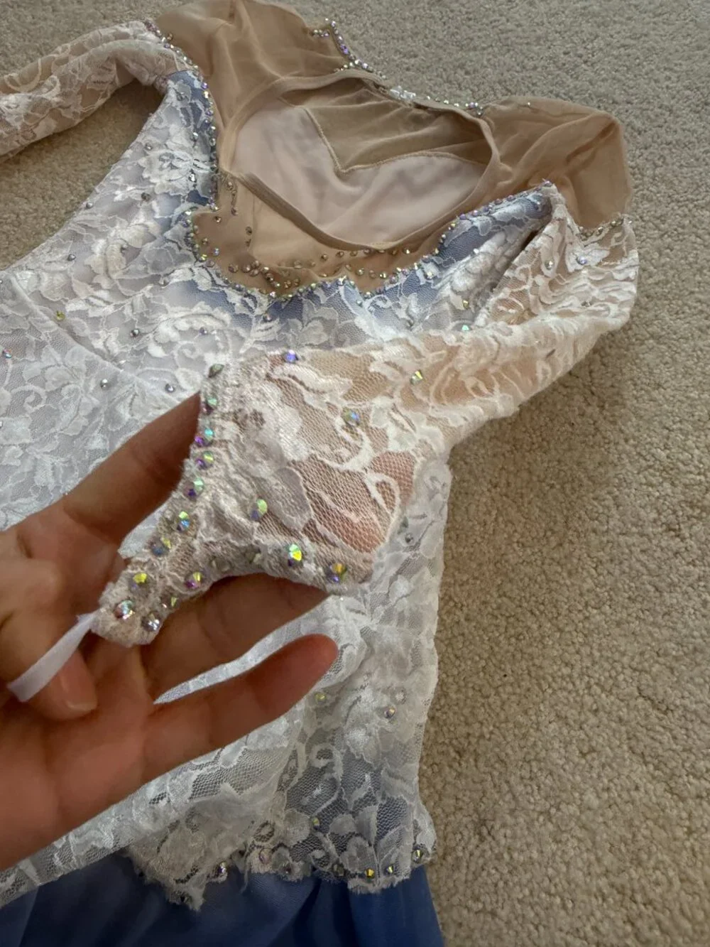 Pre-Owned White Crystal Figure Skating Dress Girls 6–8